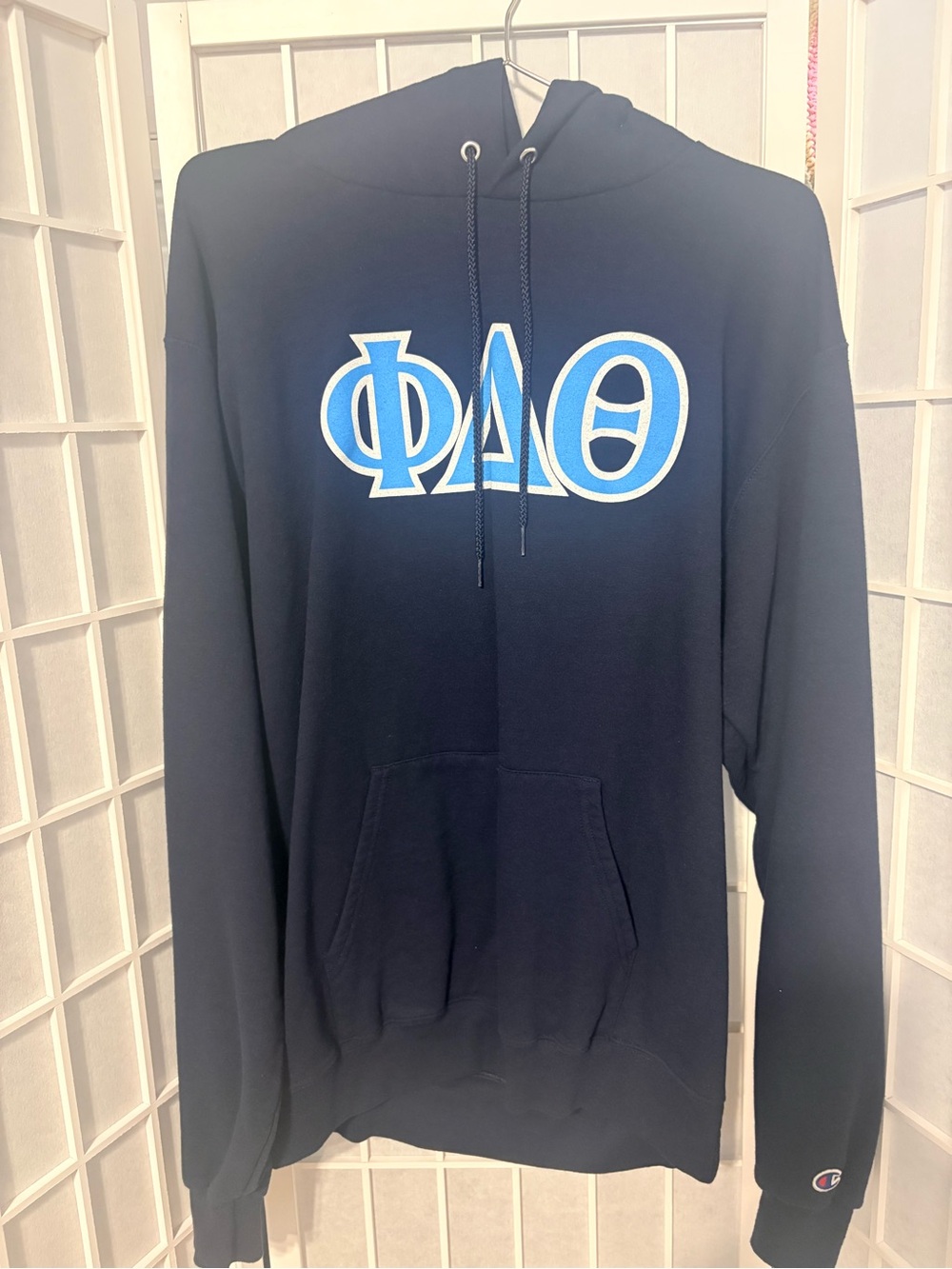 Navy Blue Greek Letter Pullover Hoodie